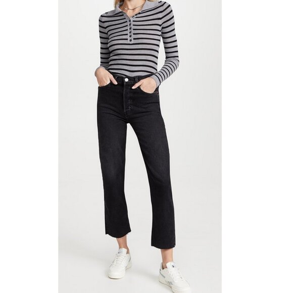 Re/Done 70's Stove Pipe Jeans in Washed Noir Size 31 NWT - Picture 1 of 9
